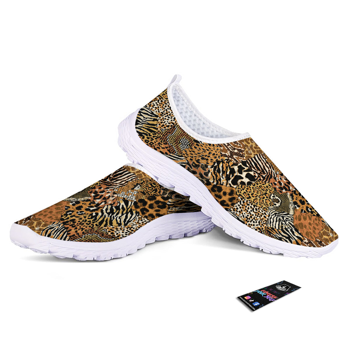 Wild Animal Skins Patchwork Print Pattern Nurse Shoes-grizzshop