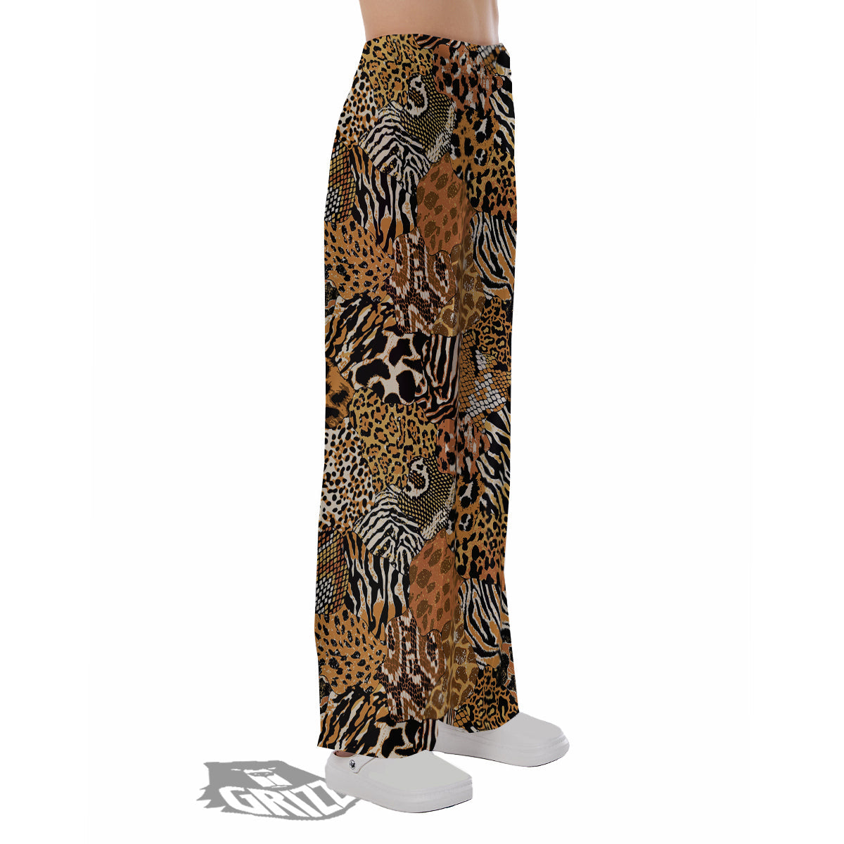 Wild Animal Skins Patchwork Print Pattern Pajama Pants-grizzshop