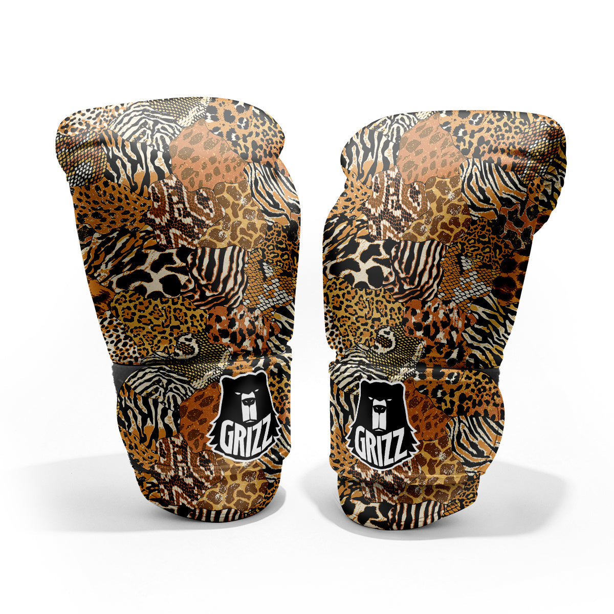 Wild Animal Skins Patchwork Print Pattern Pro Boxing Glove