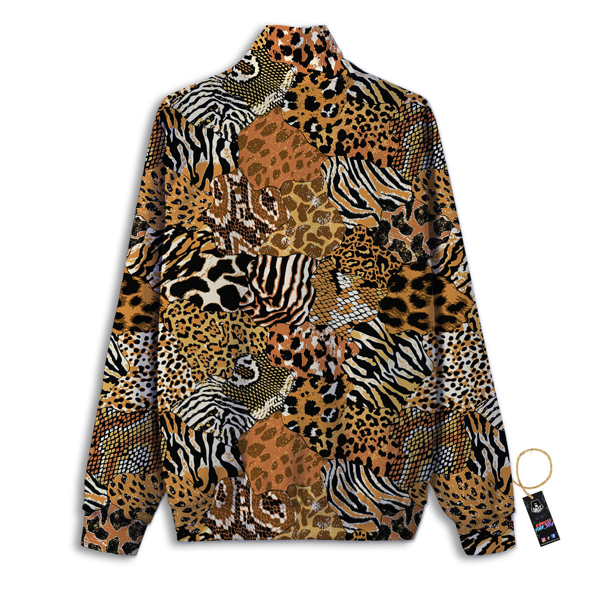 Wild Animal Skins Patchwork Print Pattern Track Jacket-grizzshop