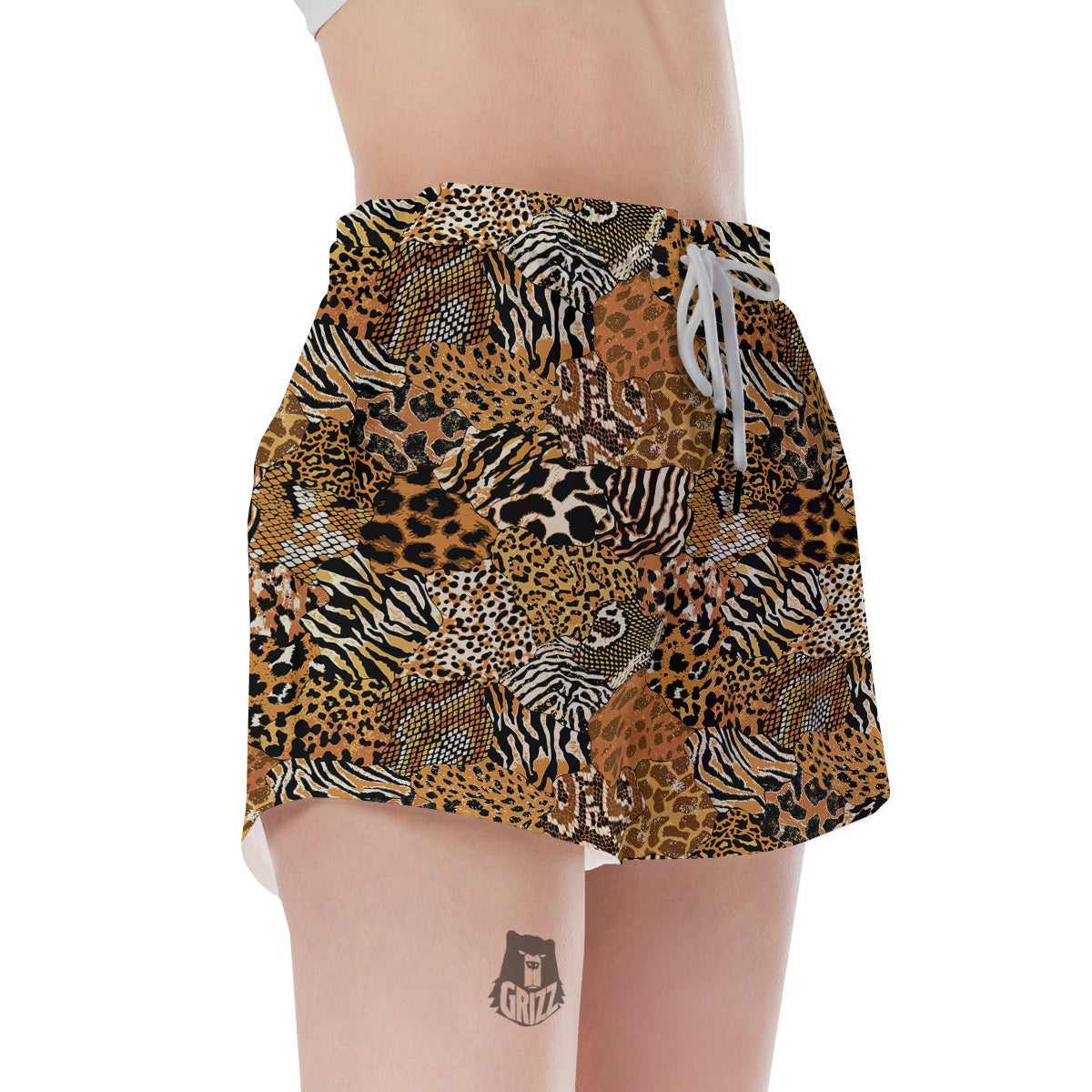 Wild Animal Skins Patchwork Print Pattern Women's Shorts-grizzshop