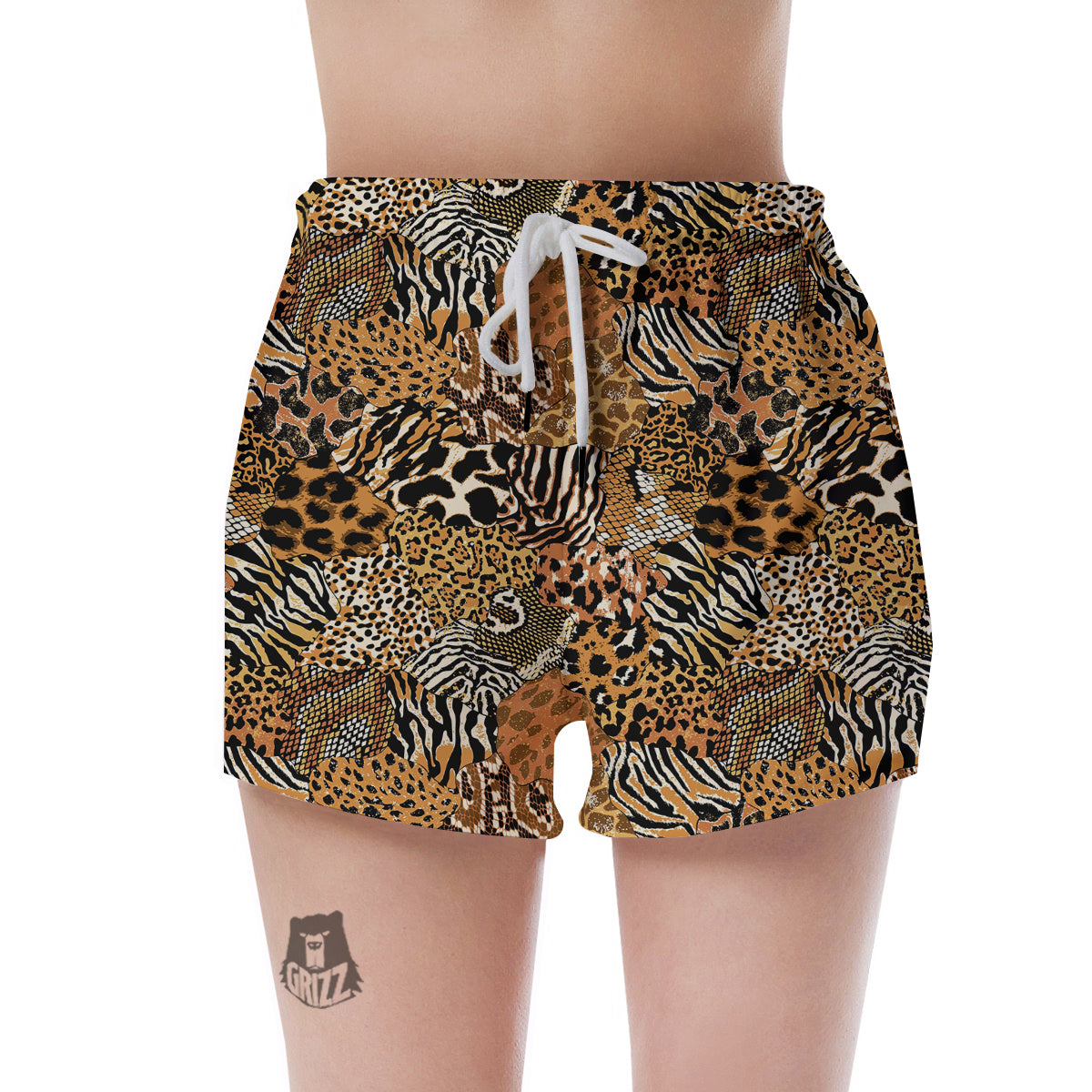 Wild Animal Skins Patchwork Print Pattern Women's Shorts-grizzshop