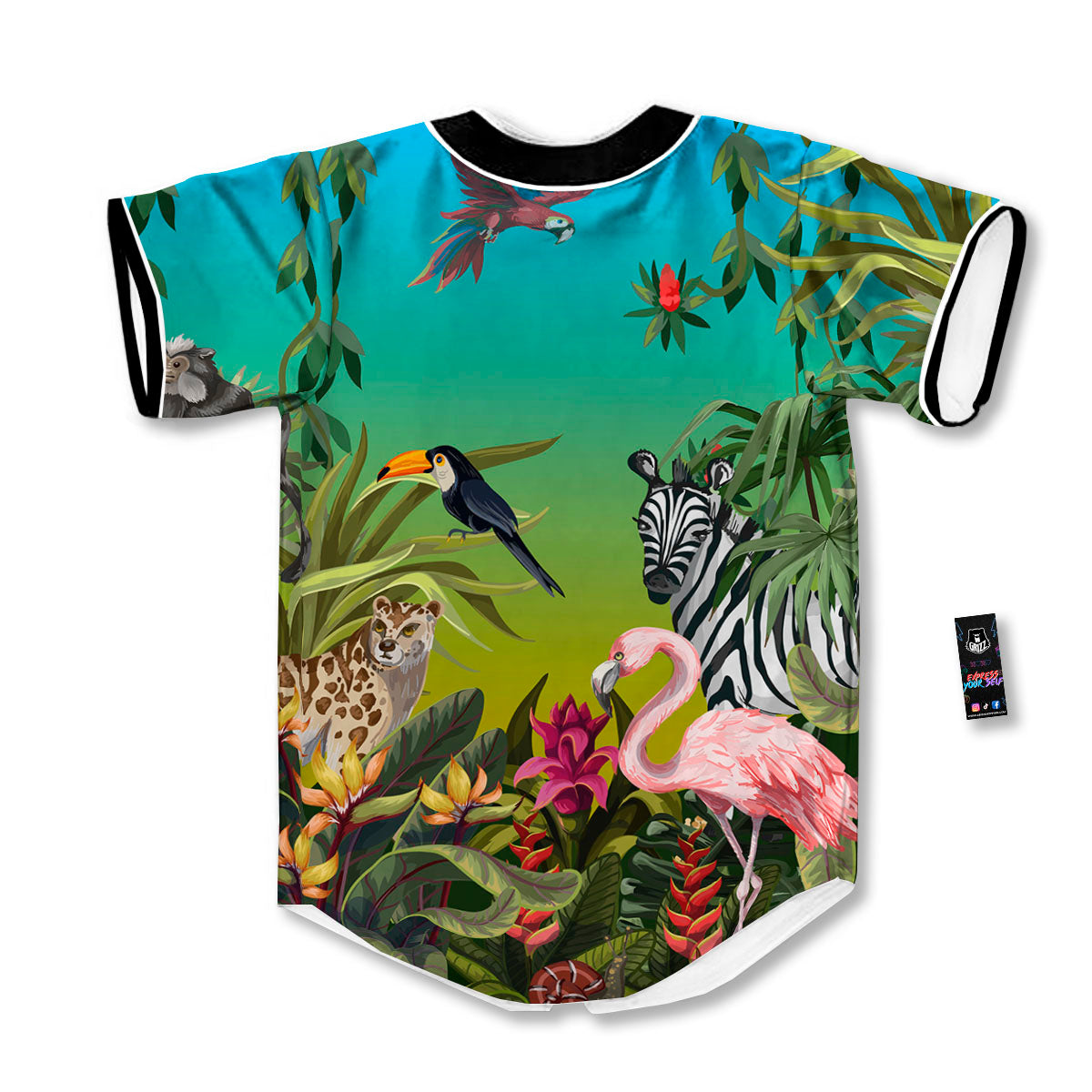 Wild Animals Jungle Print Baseball Jersey-grizzshop