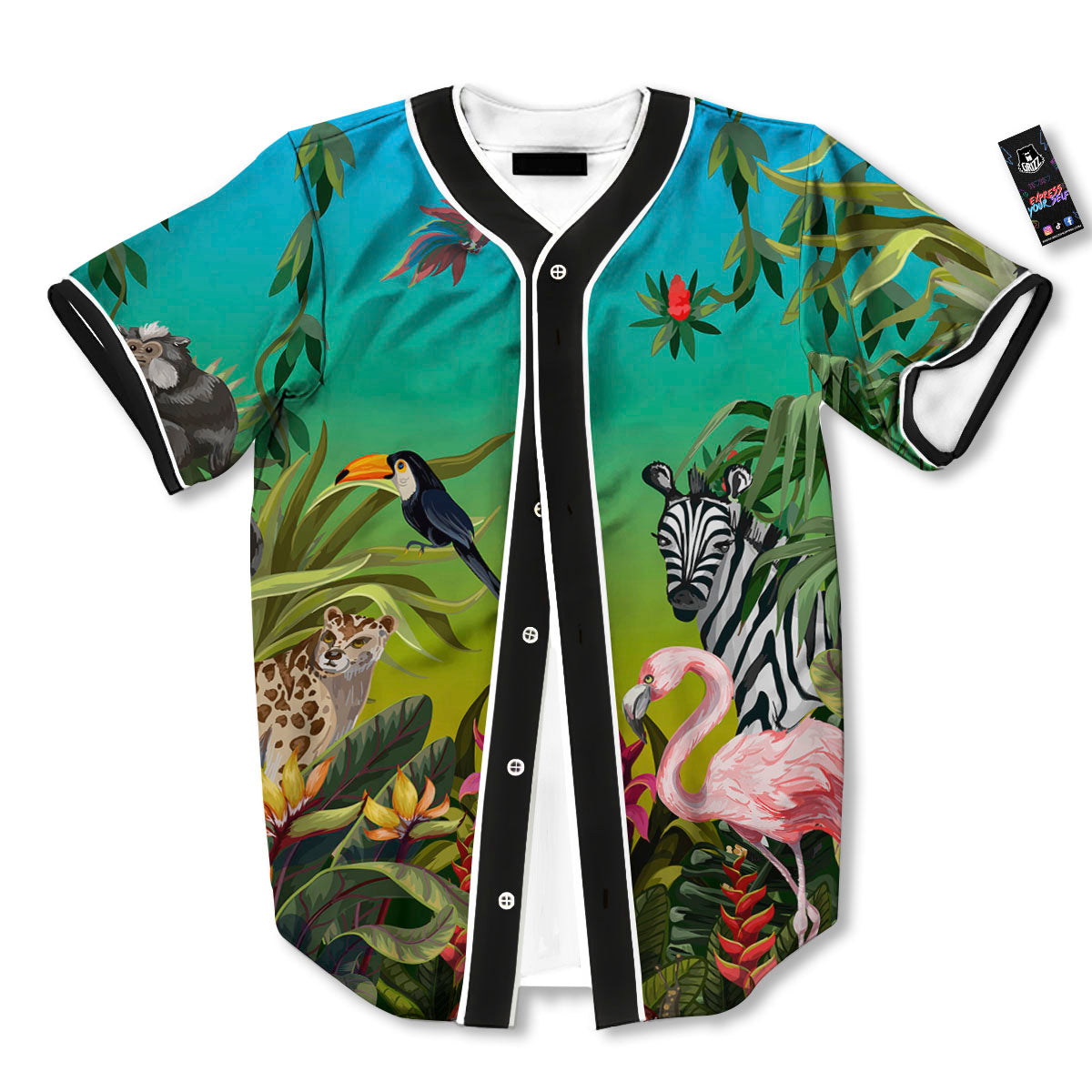 Wild Animals Jungle Print Baseball Jersey-grizzshop
