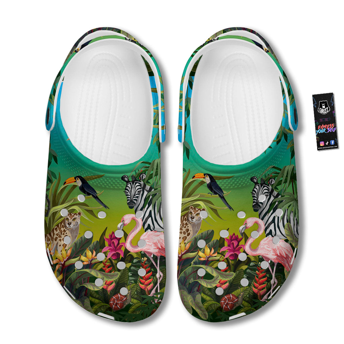 Wild Animals Jungle Print Clog-grizzshop