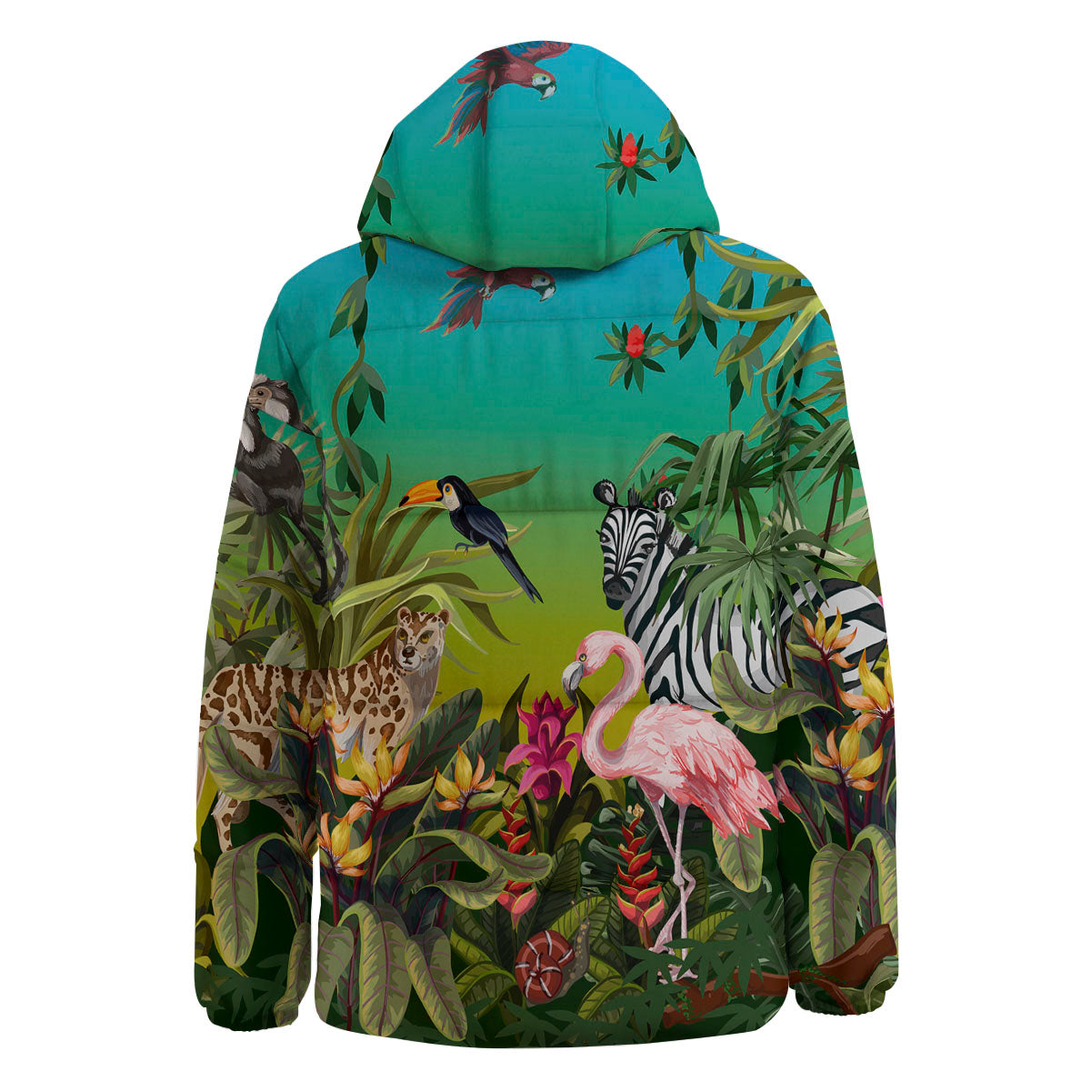 Wild Animals Jungle Print Down Jacket-grizzshop
