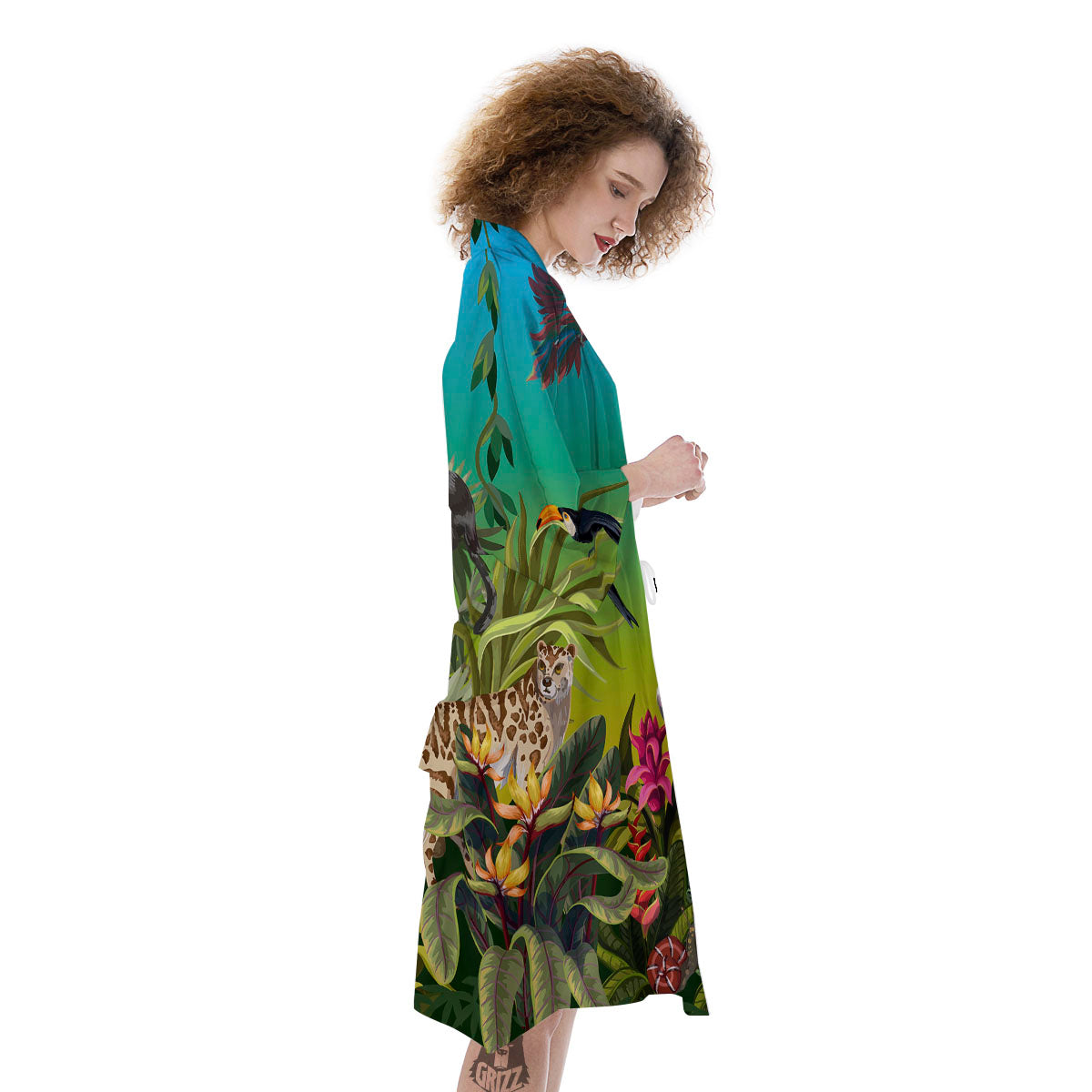 Wild Animals Jungle Print Kimono-grizzshop