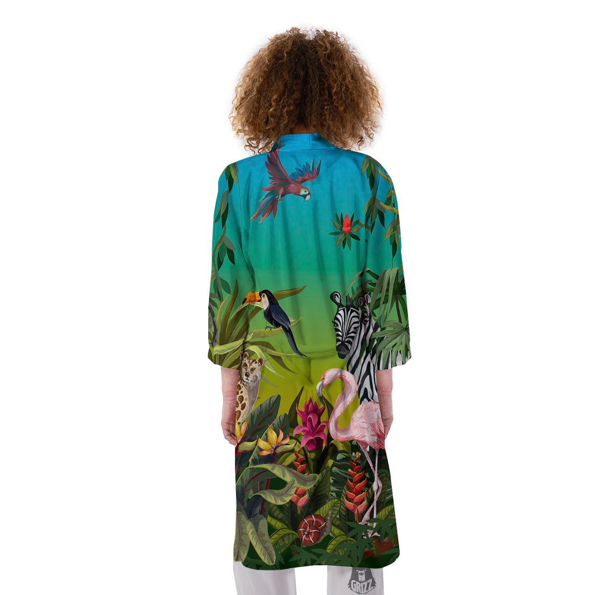 Wild Animals Jungle Print Kimono-grizzshop