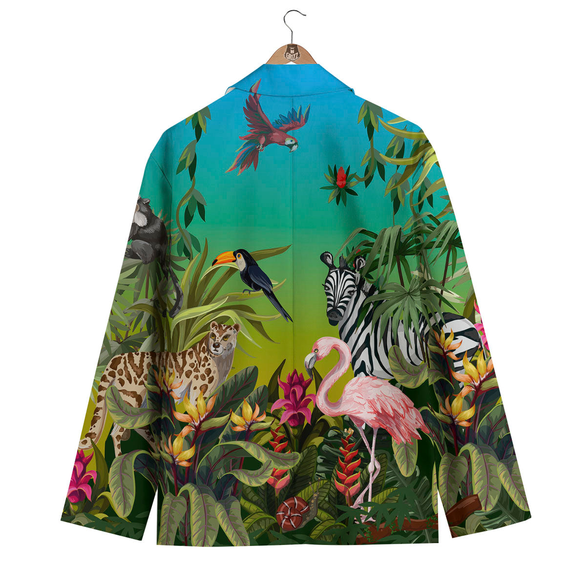 Wild Animals Jungle Print Men's Blazer-grizzshop