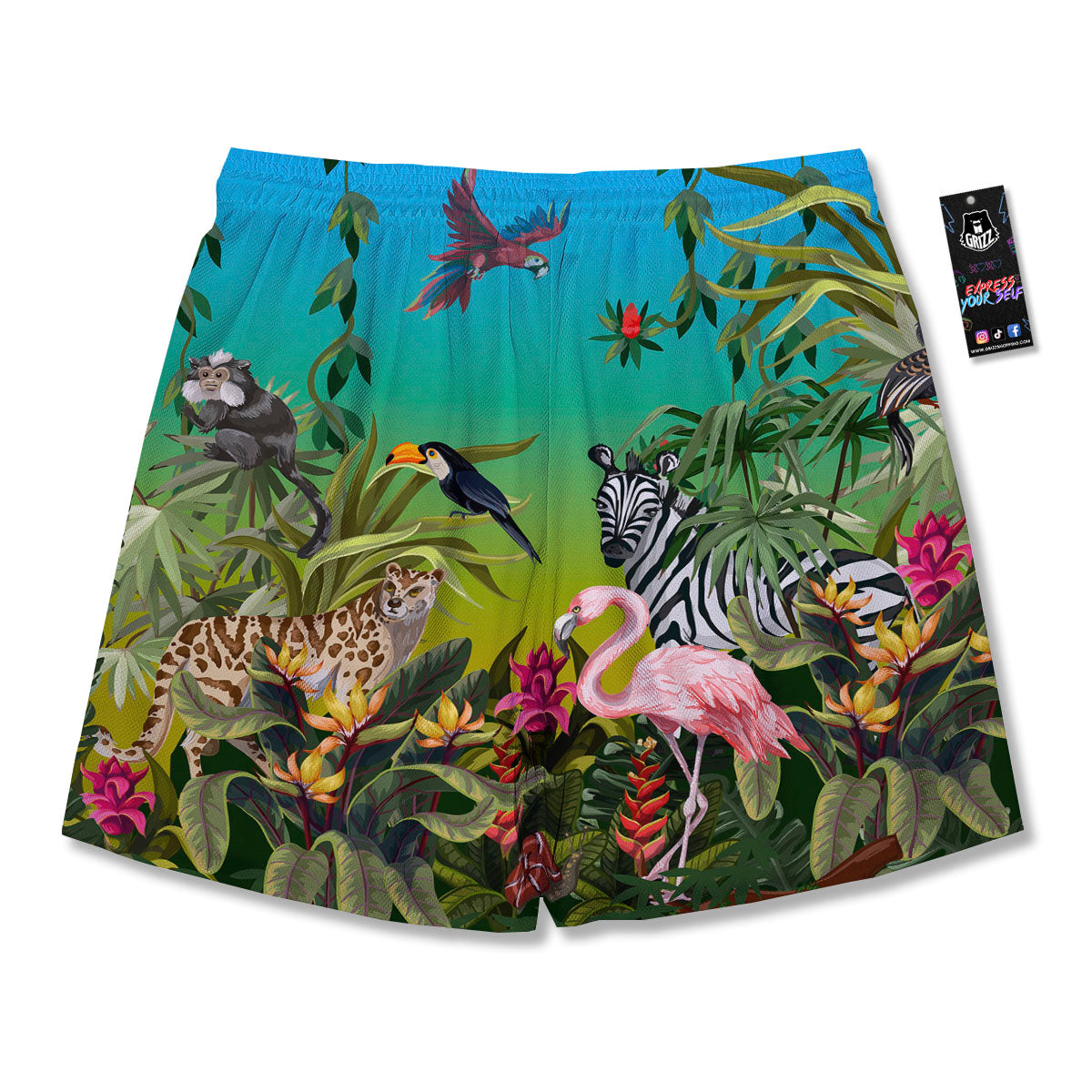 Wild Animals Jungle Print Men's Running Shorts-grizzshop