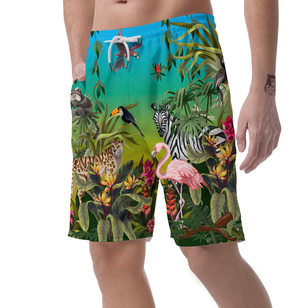 Wild Animals Jungle Print Men's Shorts-grizzshop