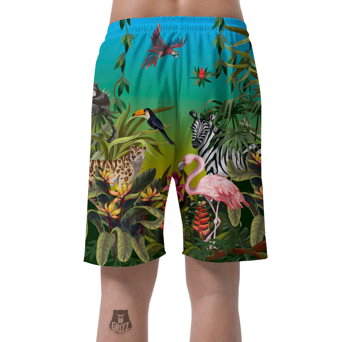Wild Animals Jungle Print Men's Shorts-grizzshop