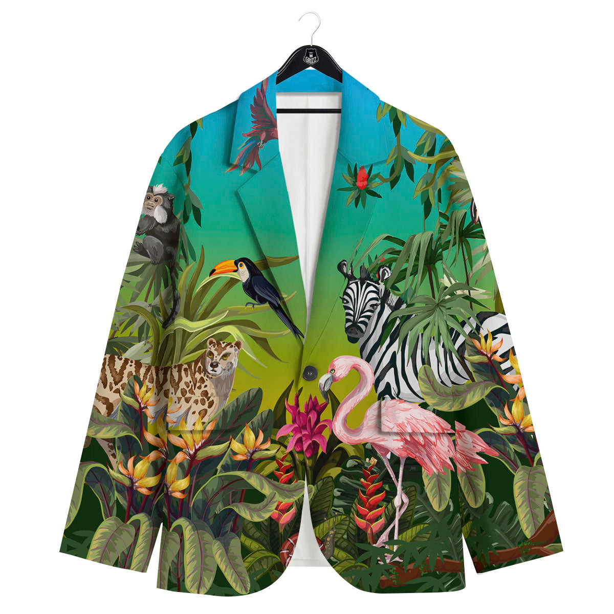Wild Animals Jungle Print Men's Sport Coat-grizzshop