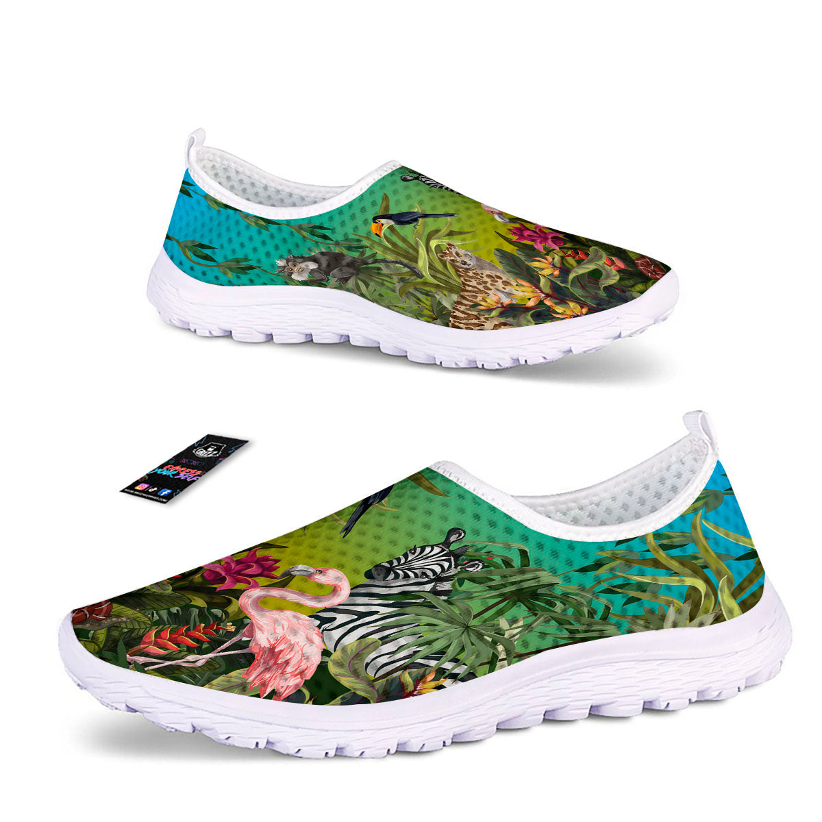 Wild Animals Jungle Print Nurse Shoes-grizzshop