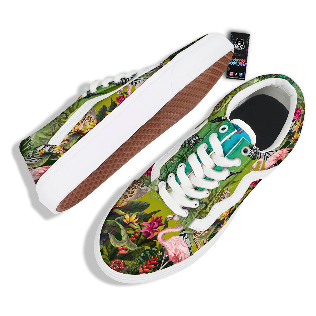 Wild Animals Jungle Print Skate Shoes-grizzshop