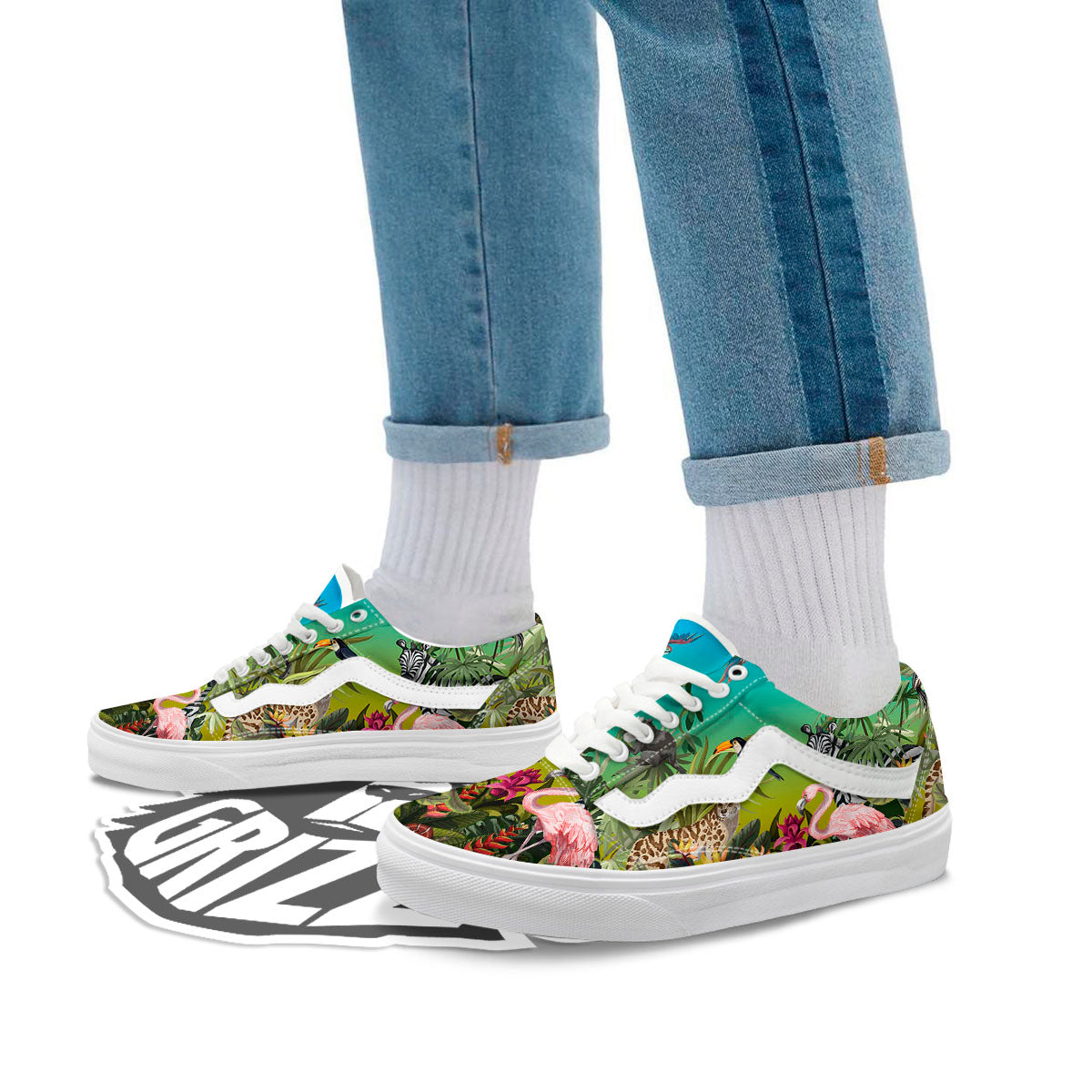 Wild Animals Jungle Print Skate Shoes-grizzshop