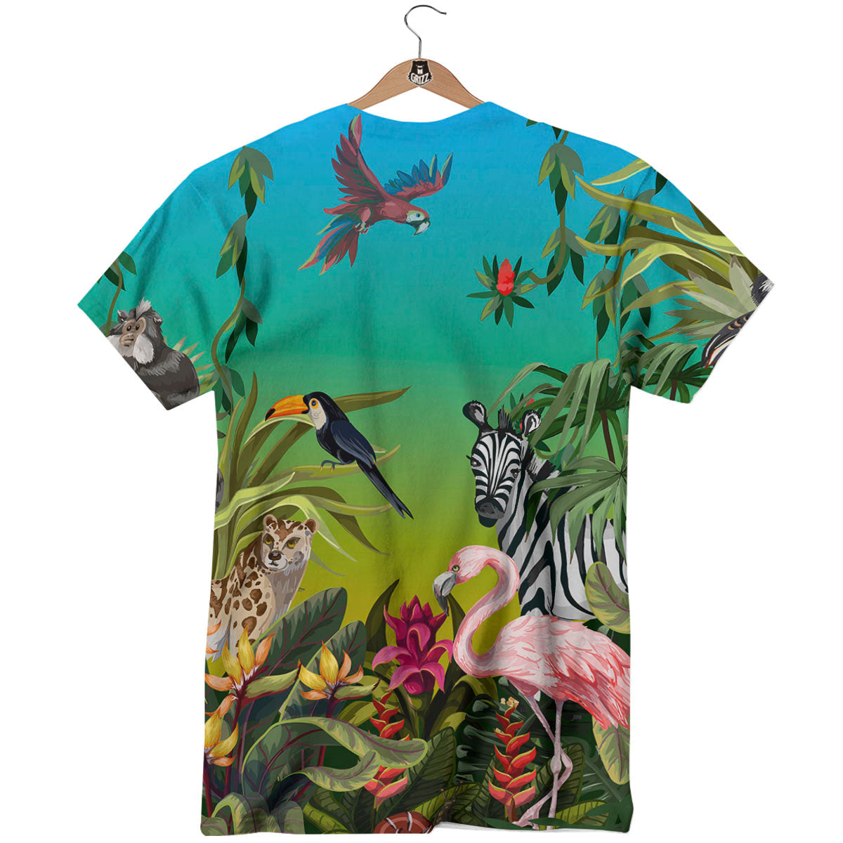 Wild Animals Jungle Print T-Shirt-grizzshop