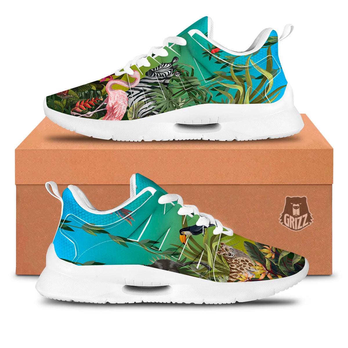 Wild Animals Jungle Print Tennis Shoes-grizzshop