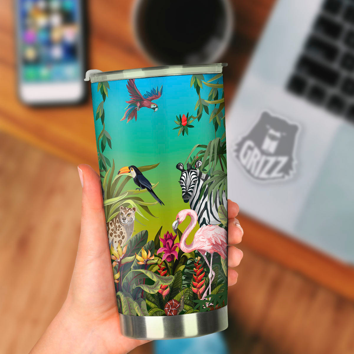 Wild Animals Jungle Print Tumbler-grizzshop