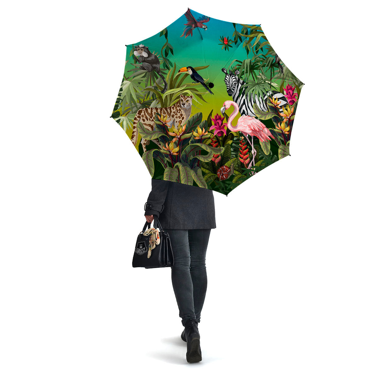 Wild Animals Jungle Print Umbrella-grizzshop