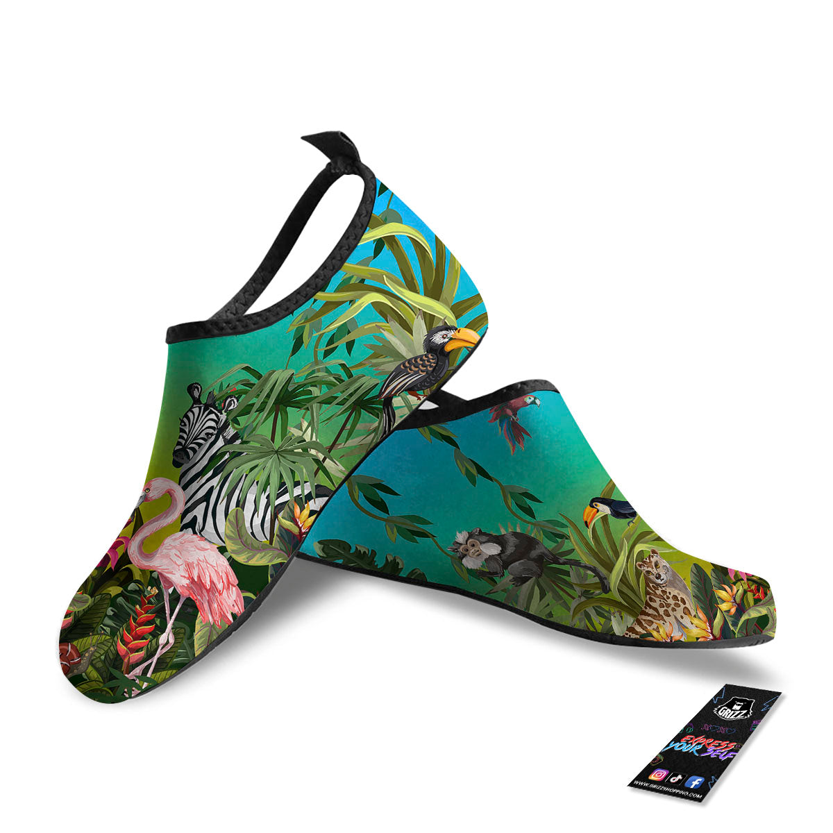 Wild Animals Jungle Print Water Shoes-grizzshop