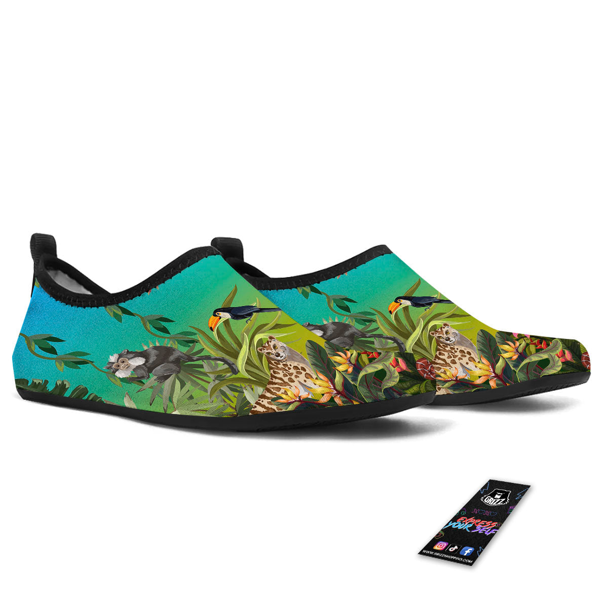 Wild Animals Jungle Print Water Shoes-grizzshop