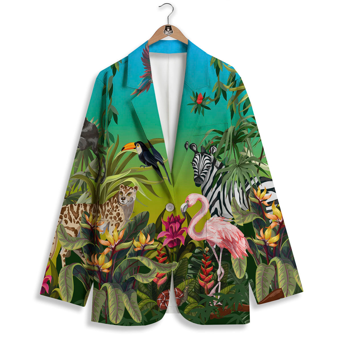Wild Animals Jungle Print Women's Blazer-grizzshop