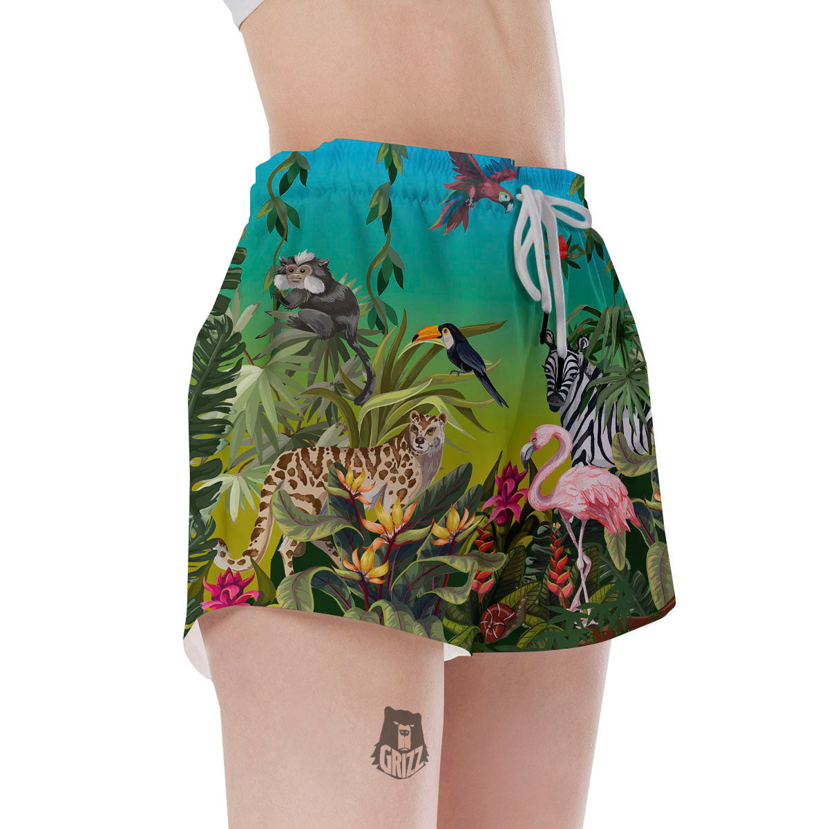 Wild Animals Jungle Print Women's Shorts-grizzshop