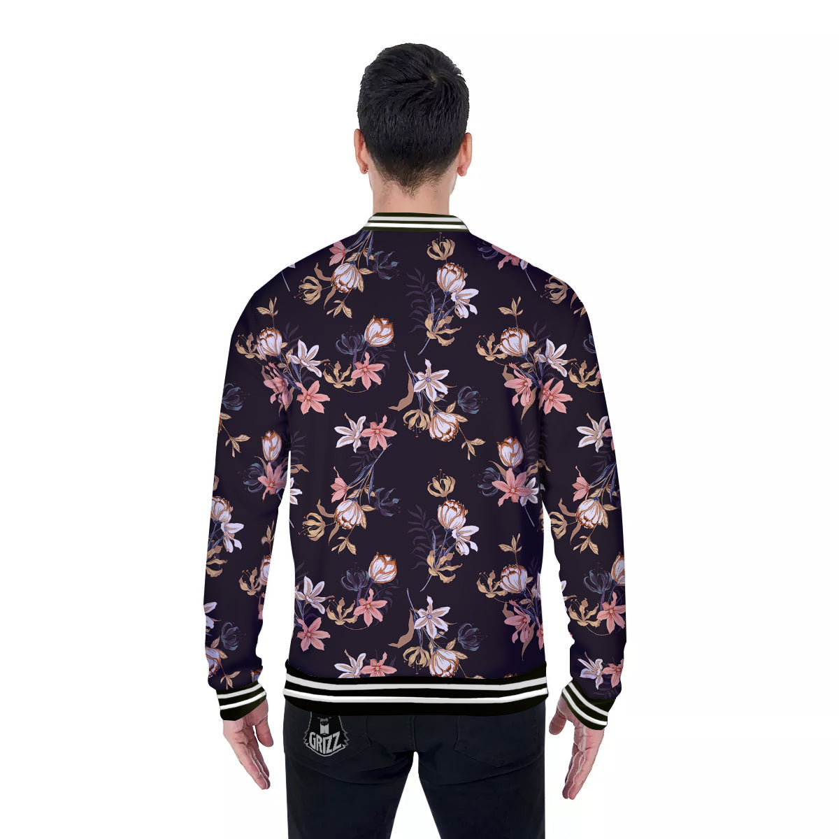 Wild Flower Print Pattern Baseball Jacket-grizzshop