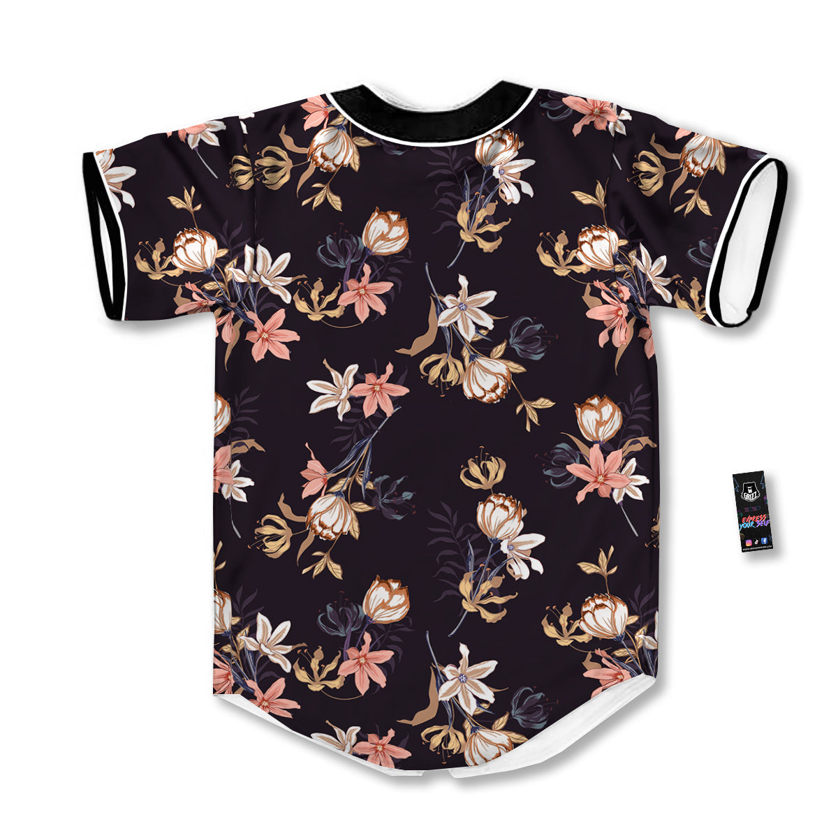 Wild Flower Print Pattern Baseball Jersey-grizzshop