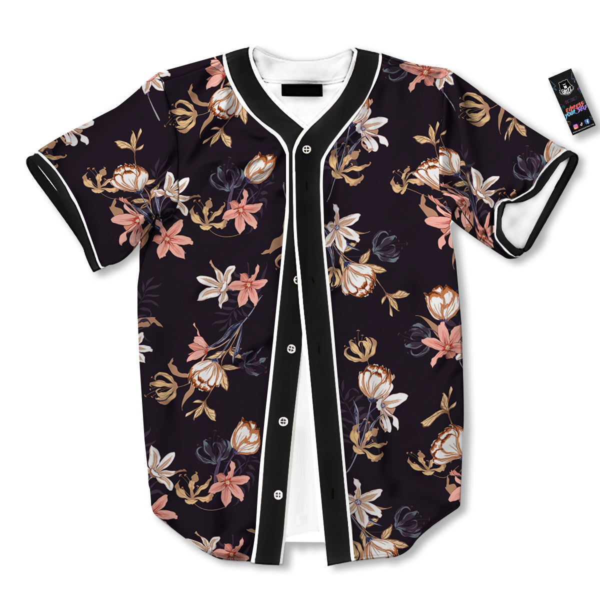 Wild Flower Print Pattern Baseball Jersey-grizzshop