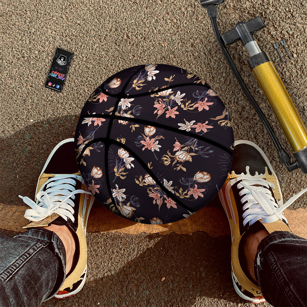 Wild Flower Print Pattern Basketball-grizzshop
