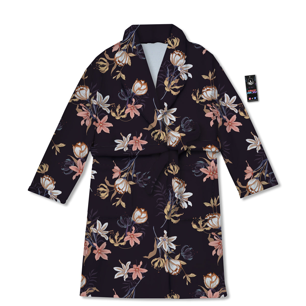 Wild Flower Print Pattern Bathrobe-grizzshop