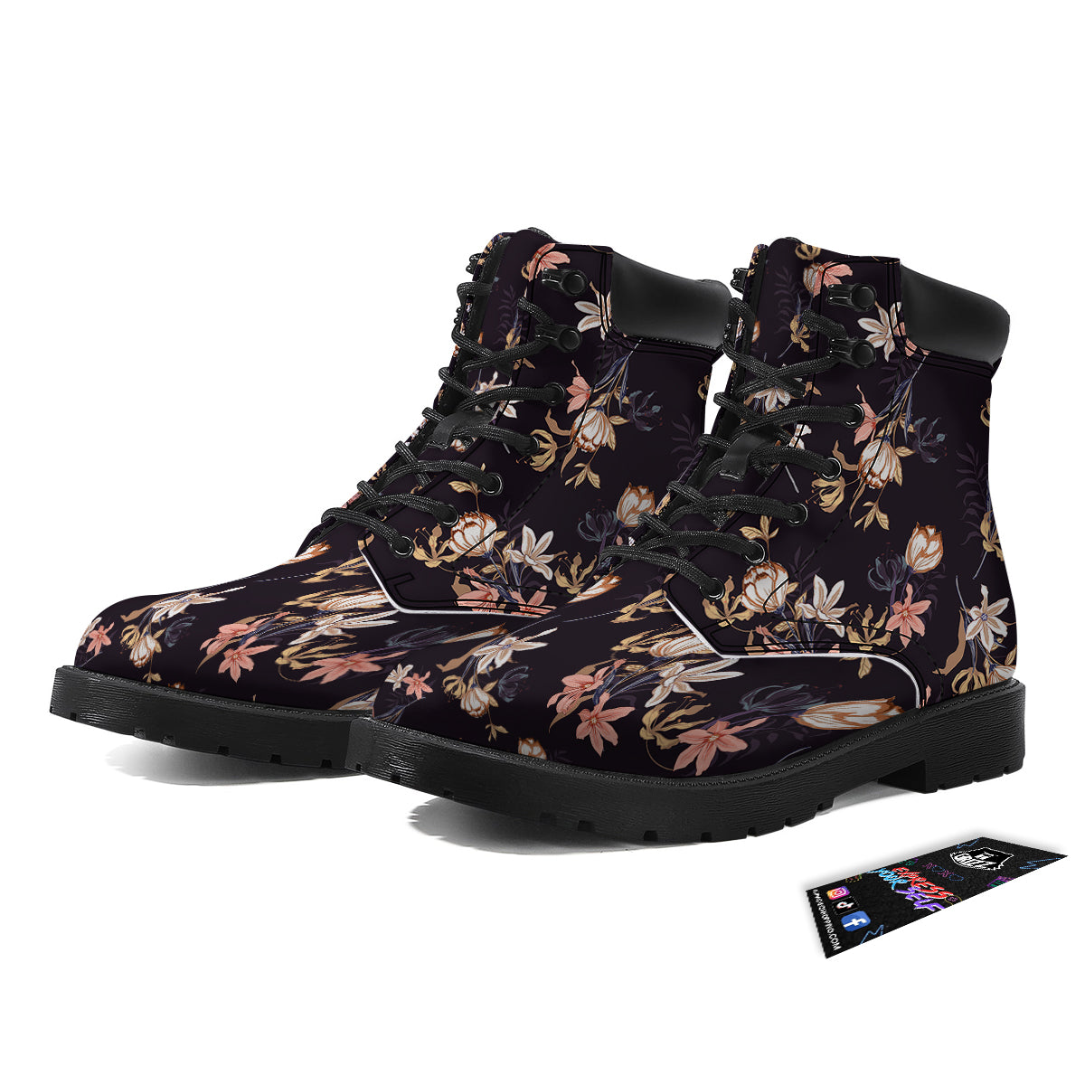 Wild Flower Print Pattern Boots-grizzshop