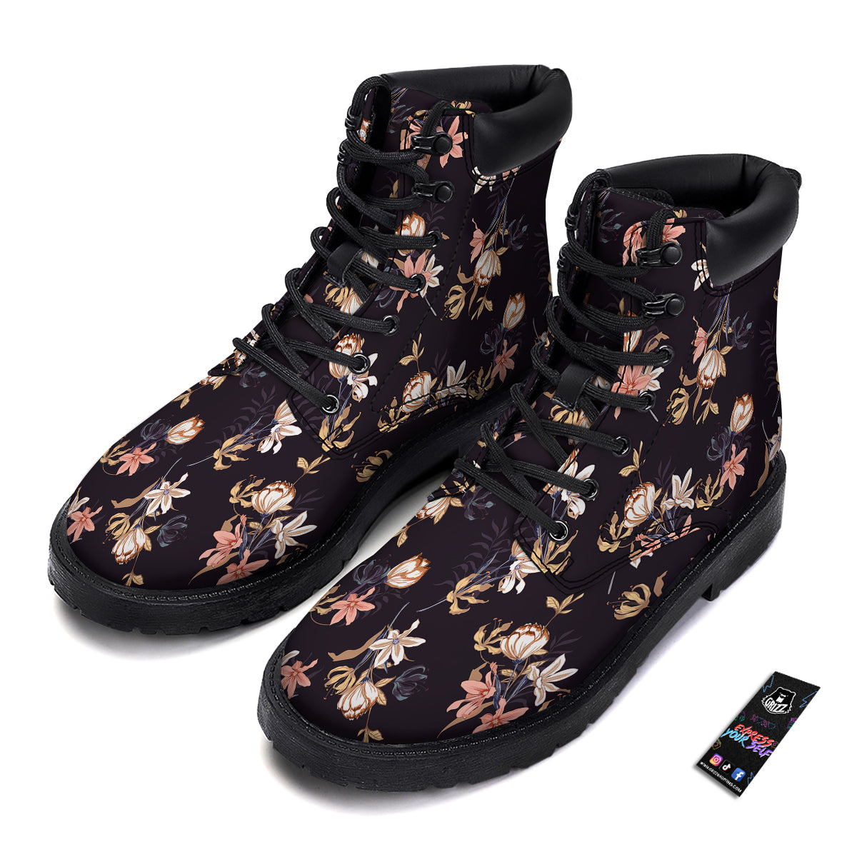 Wild Flower Print Pattern Boots-grizzshop