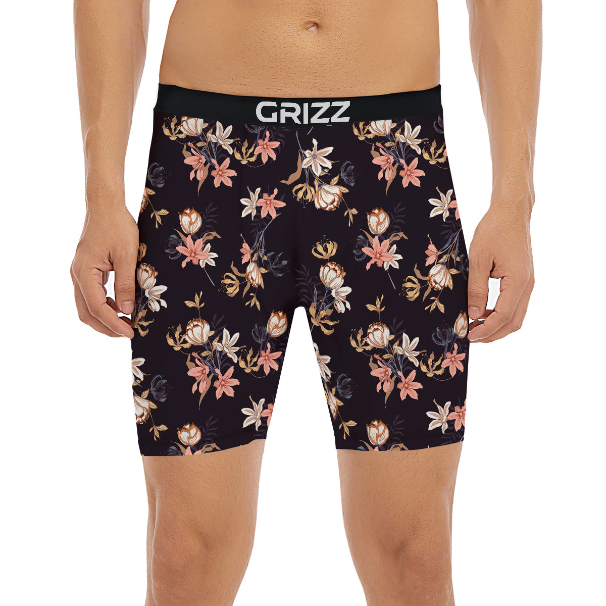 Wild Flower Print Pattern Boxer Briefs-grizzshop