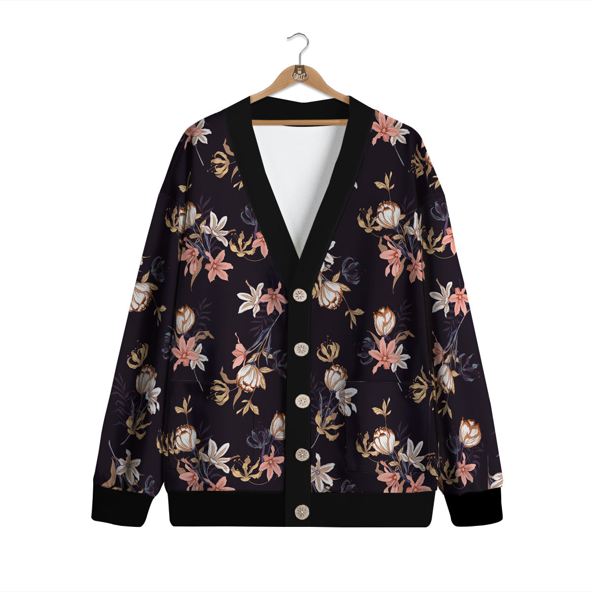 Wild Flower Print Pattern Cardigan-grizzshop