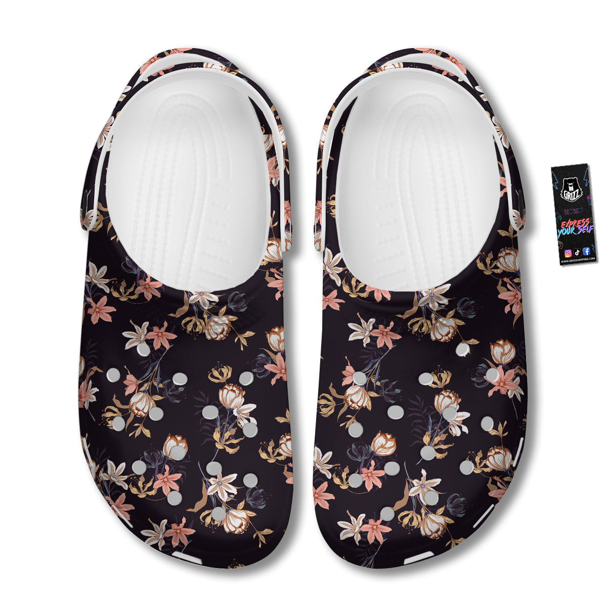 Wild Flower Print Pattern Clog-grizzshop