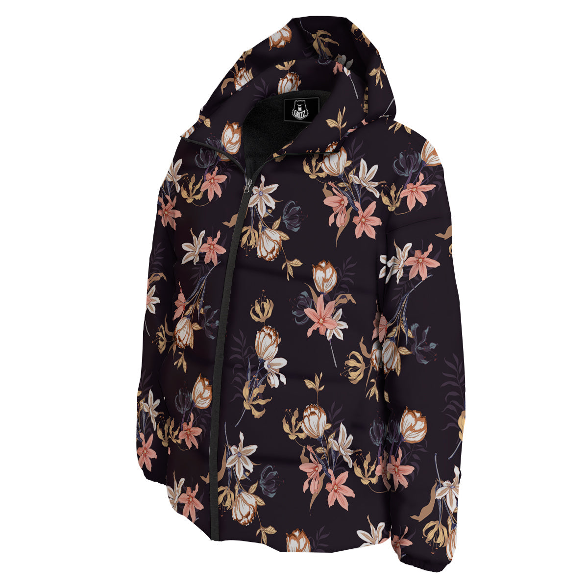 Wild Flower Print Pattern Down Jacket-grizzshop