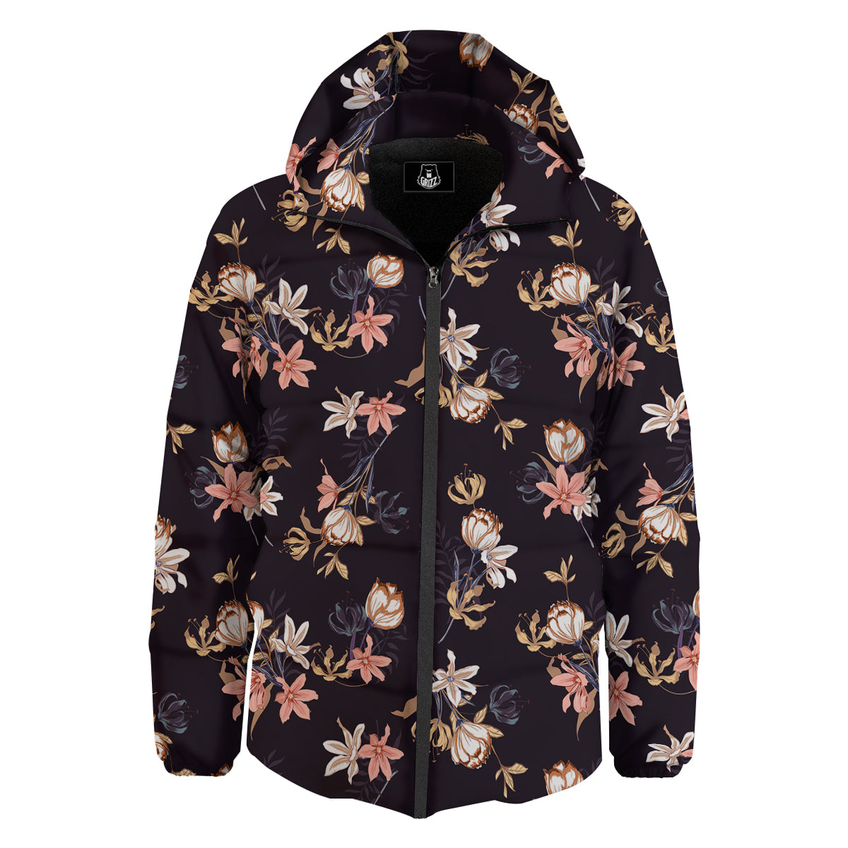 Wild Flower Print Pattern Down Jacket-grizzshop