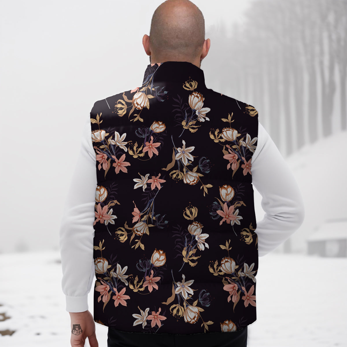 Wild Flower Print Pattern Down Vest-grizzshop