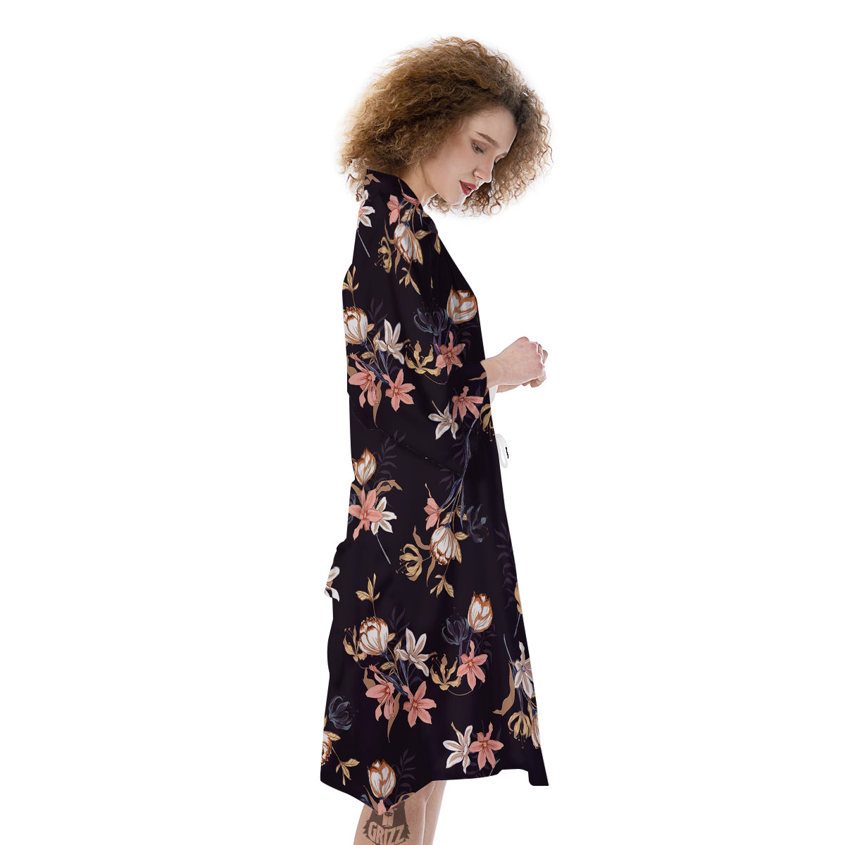 Wild Flower Print Pattern Kimono-grizzshop