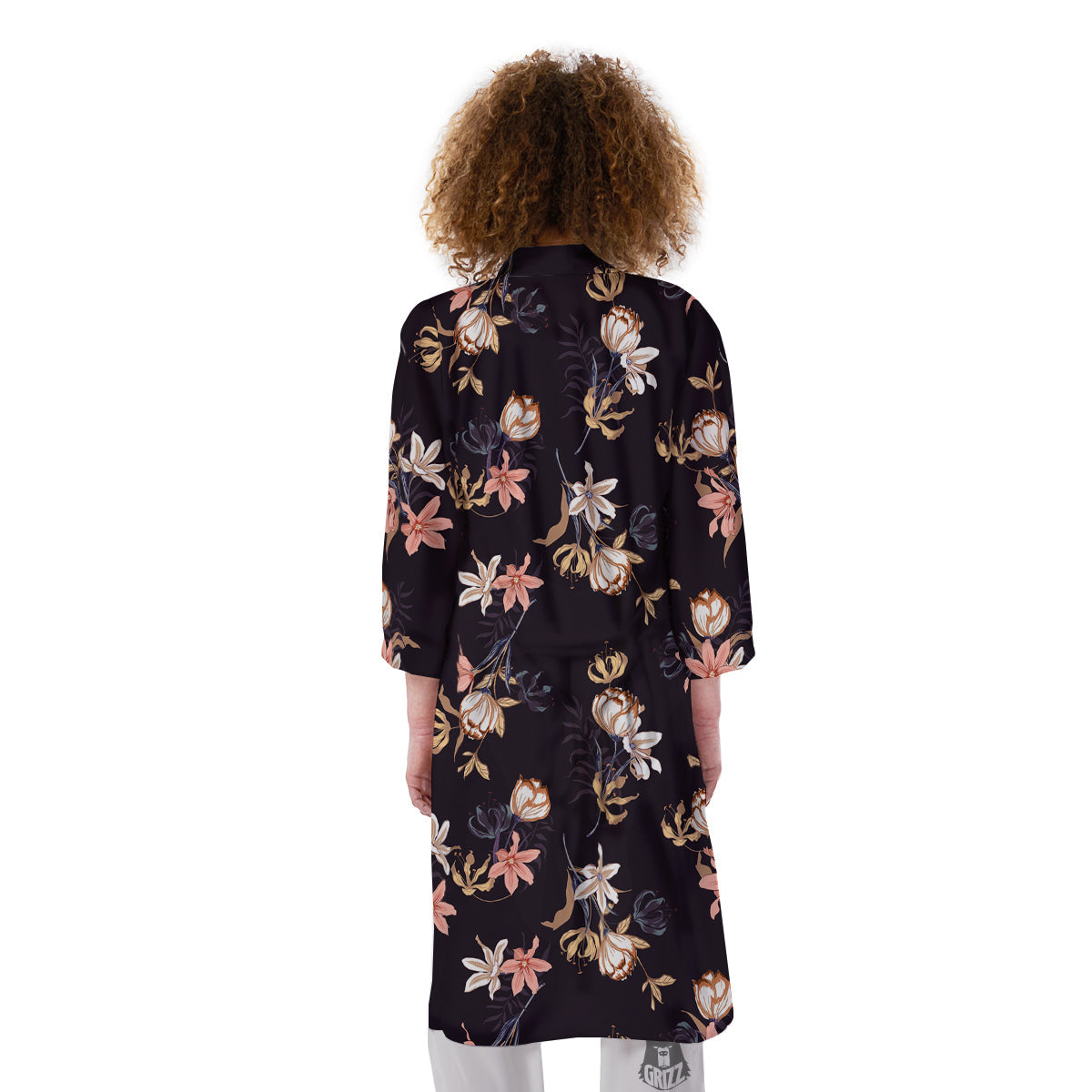 Wild Flower Print Pattern Kimono-grizzshop