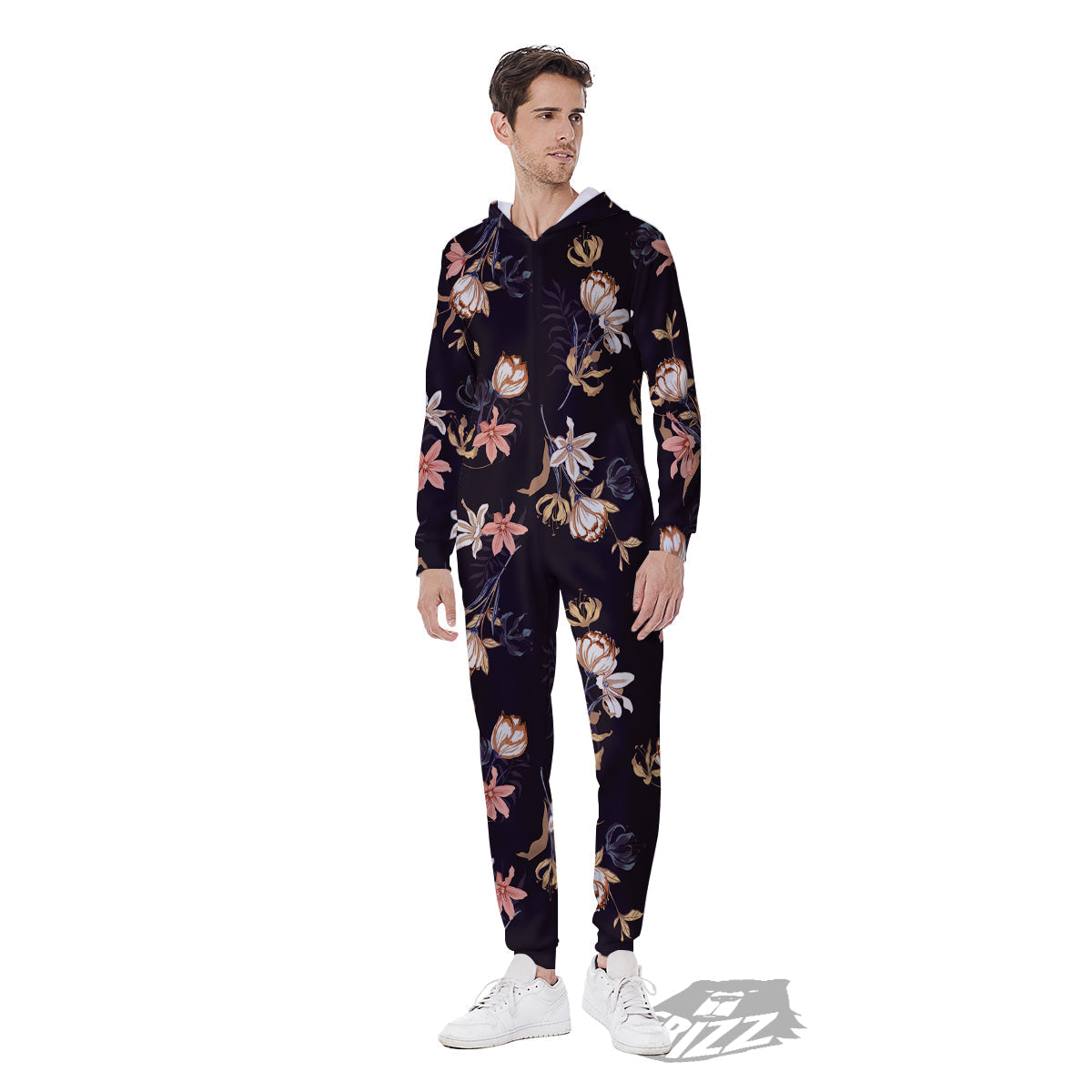 Wild Flower Print Pattern Men's Jumpsuit-grizzshop