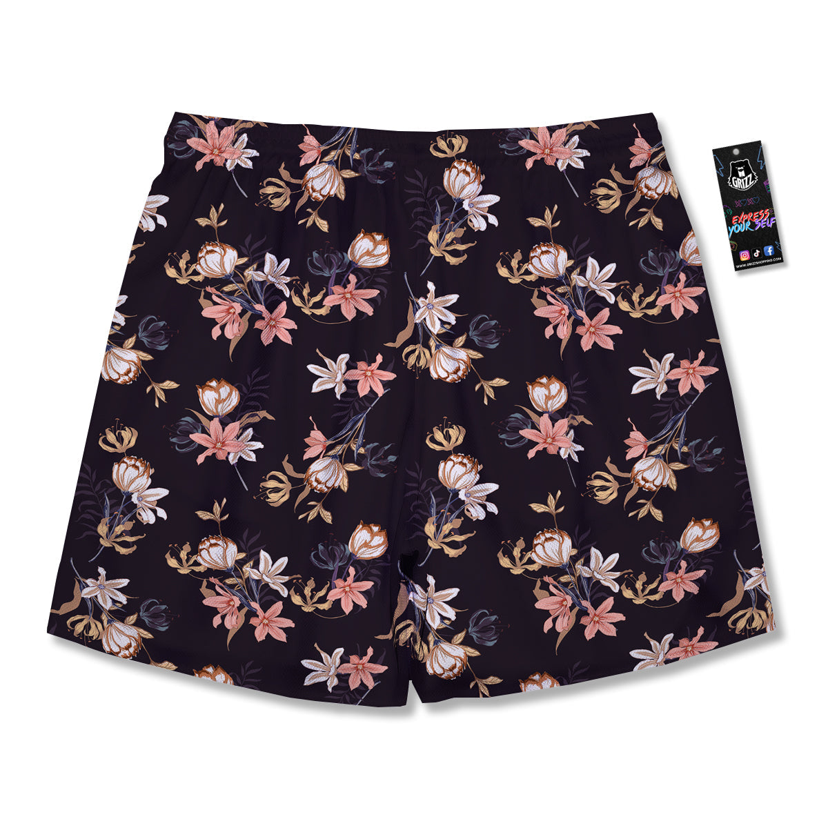 Wild Flower Print Pattern Men's Running Shorts-grizzshop