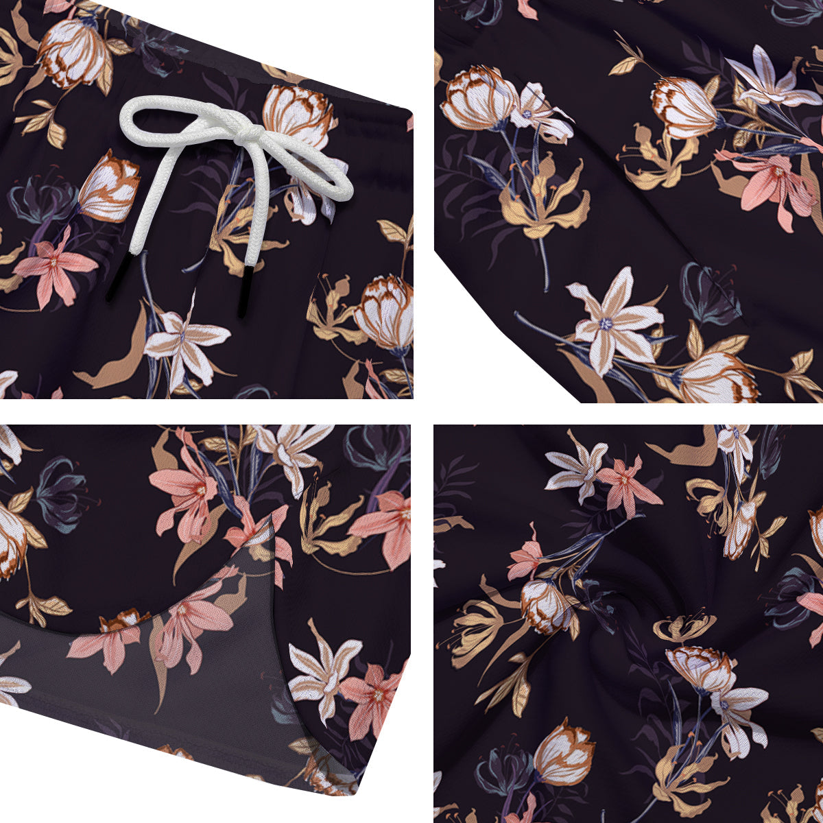 Wild Flower Print Pattern Men's Running Shorts-grizzshop
