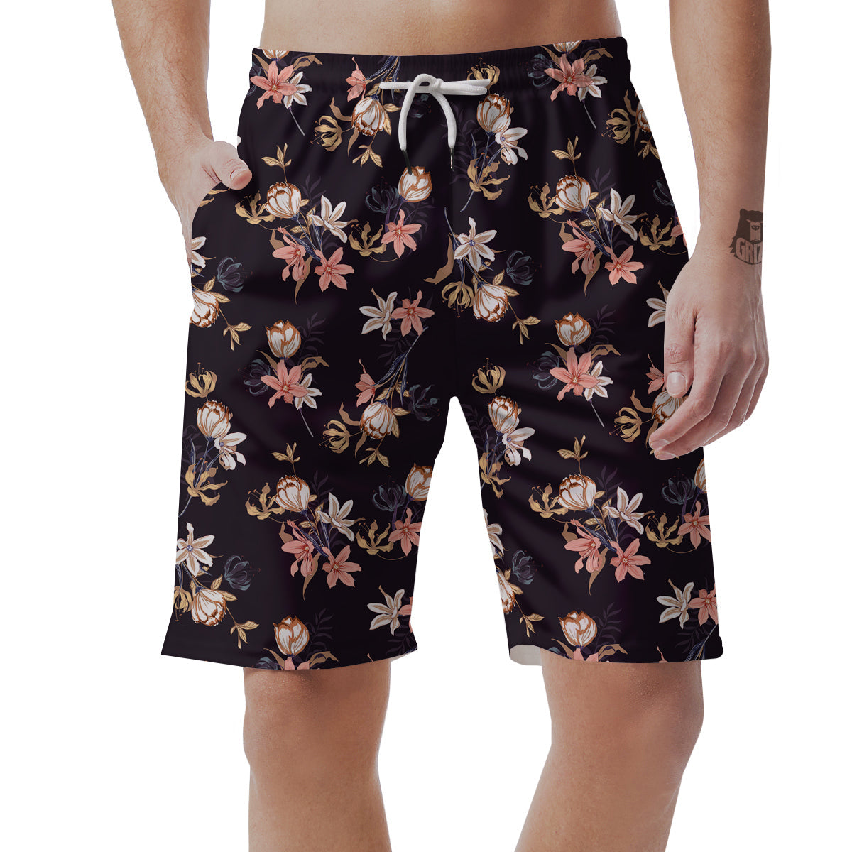 Wild Flower Print Pattern Men's Shorts-grizzshop