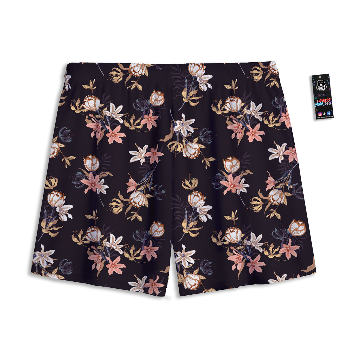 Wild Flower Print Pattern Mesh Shorts-grizzshop