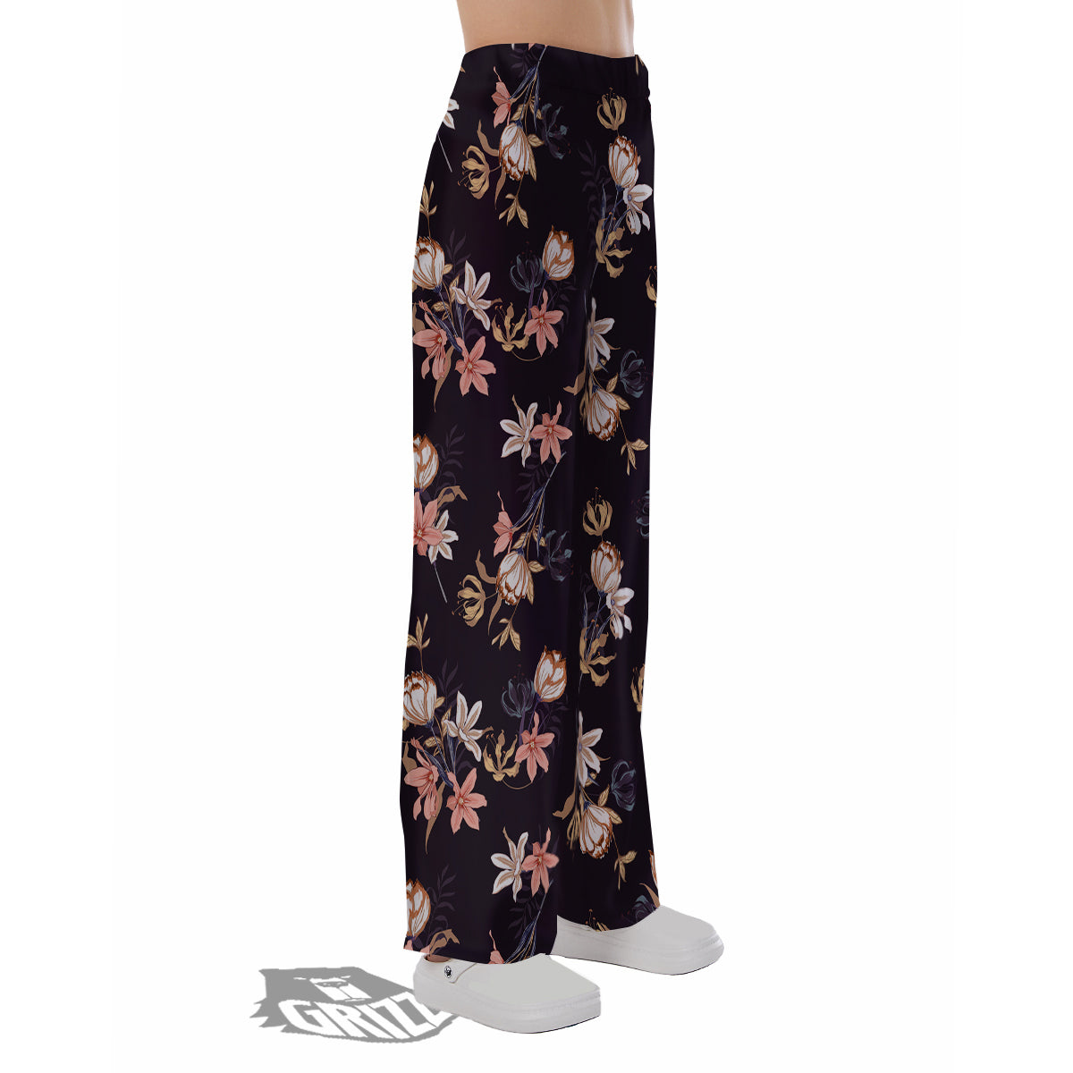 Wild Flower Print Pattern Pajama Pants-grizzshop