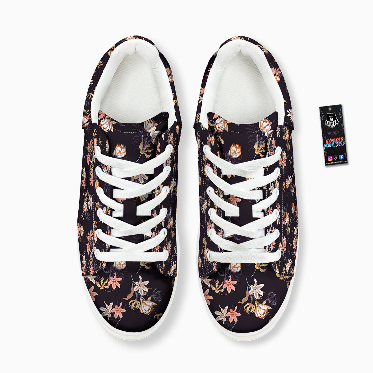 Wild Flower Print Pattern Platform Shoes-grizzshop